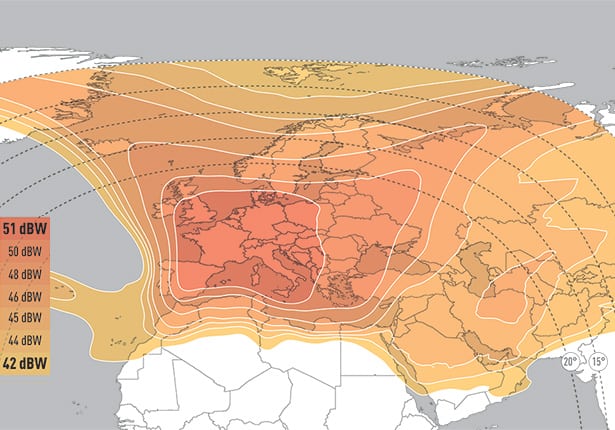 Eutelsat 9b's Ku-band widebeam coverage over MENA region. Photo: Eutelsat. 