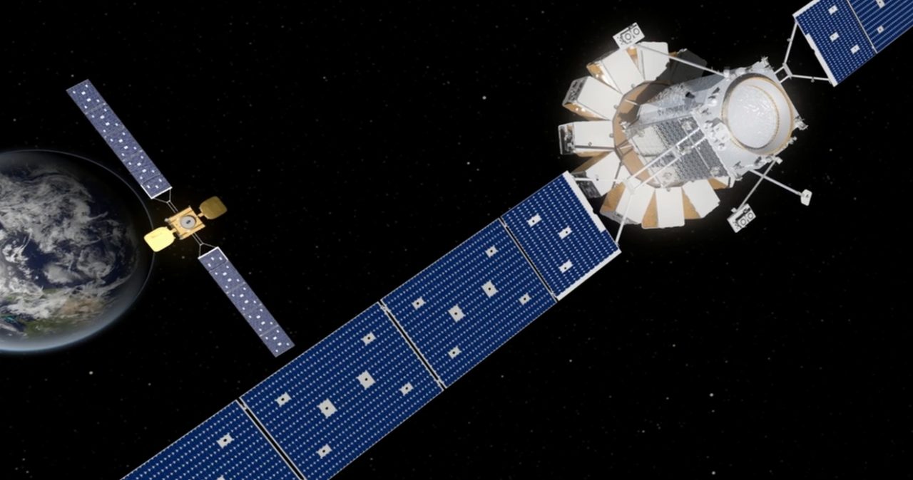 Artist rendering of Orbital ATK’s next generation of in-orbit satellite servicing technology, the Mission Robotic Vehicle (MRV) and Mission Extension Pods (MEPs) (Photo: Business Wire)