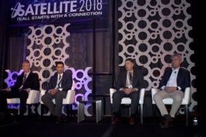 Grant Barber, CFO, Hughes; Joshua Marks, Executive Vice President, Aviation Connectivity, Global Eagle Entertainment; Chris Quilty, President, Quilty Analytics; Mark Rigolle, CEO, LeoSat Enterprises.