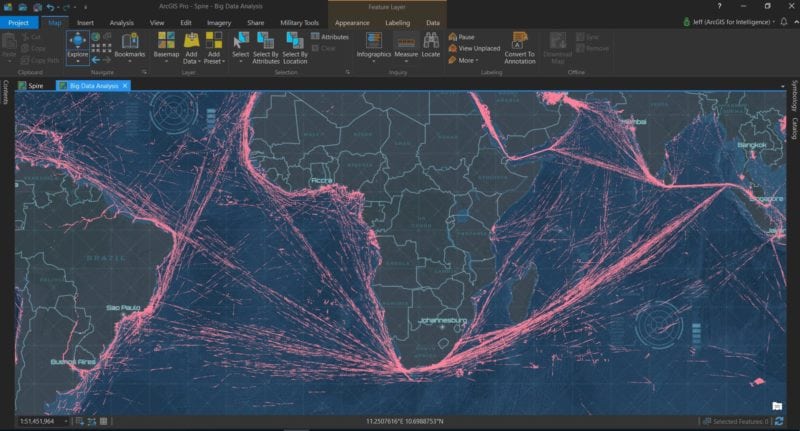 Spire 1-day data (14M+ features) in ArcGIS Pro.