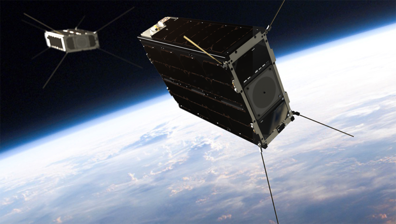 Rendition of GomSpace's GOMX 4 satellites on orbit. Photo: GomSpace.