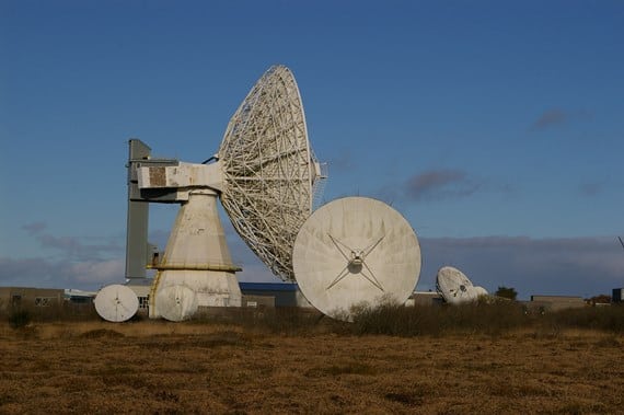 Antennas at the Goonhilly Earth Station's satellite communications teleport.