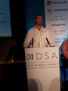 Rob Henley, partner at Prescient, speaking at the Dynamic Spectrum Alliance Summit 2018. Photo: DSA