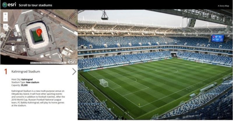 Kaliningrad Stadium from story map created by Esri and DigitalGlobe