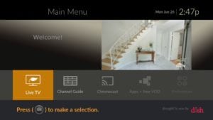 Dish TVs Evolve Menu Screen