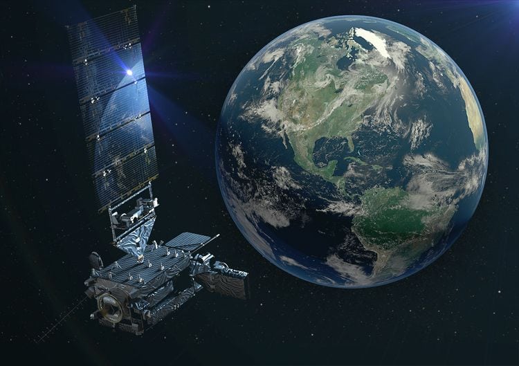 Artist’s rendering of a GOES-17 satellite in space. Photo: Lockheed Martin.