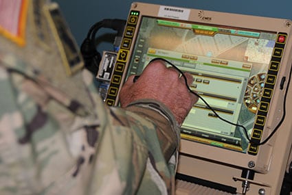 Solider using the Blue Force Tracking program. Photo: U.S. Army