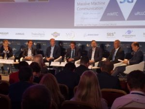 Panel at World Satellite Business Week (WSBW) 2018 in Paris, France. Photo: Mark Holmes