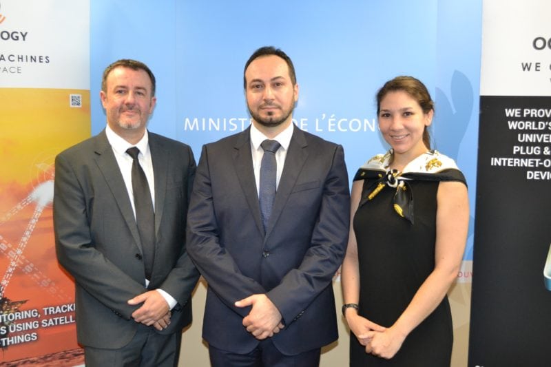 EmTroniX CEO Cedric Lorant; OQ Technology CEO Omar Qaise; Katarina Wolcott, GomSpace Luxembourg. Photo: Luxembourg Space Agency