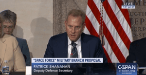 Deputy Defense Secretary Patrick Shanahan speaks at the Oct. 23 National Space Council meeting at the National Defense University. Photo: Defense Daily