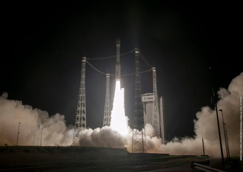 Arianespace launching its Vega rocket, carrying the Mohammed VI - B satellite. Photo: Arianespace