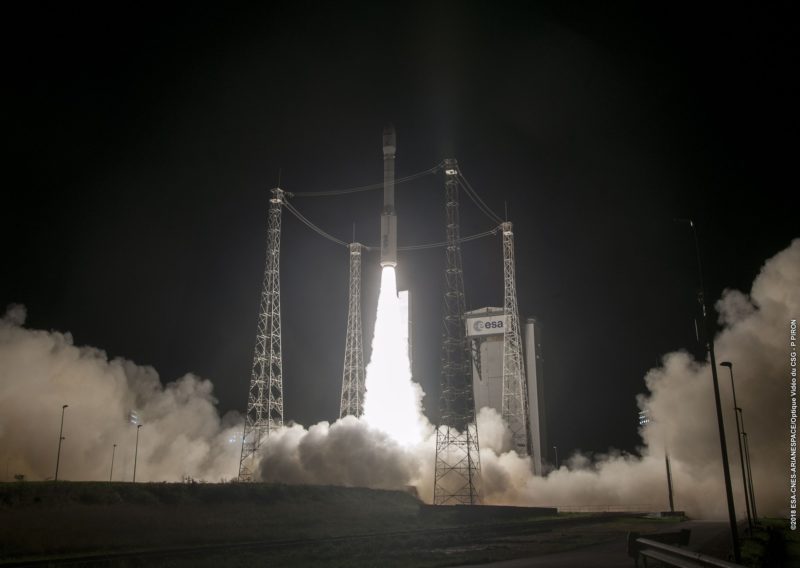 Arianespace launching its Vega rocket, carrying the Mohammed VI - B satellite. Photo: Arianespace