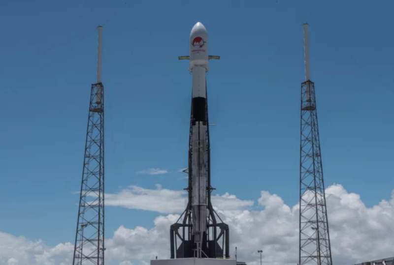 SpaceX's first Block 5 Falcon 9 rocket booster stands on the launch pad at Cape Canaveral Air Force Station in Florida ahead of its second mission on Aug. 6, 2018. Photo: SpaceX