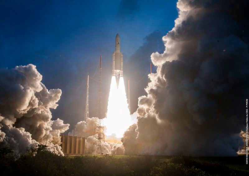 An Ariane 5 launch, carrying ISRO's GSAT-11 satellite. Photo: Arianespace
