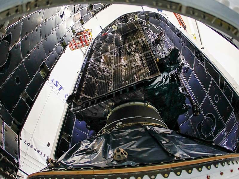 Lockheed Martin's GPS III satellite prepares for encapsulation before launch. Photo: Lockheed Martin