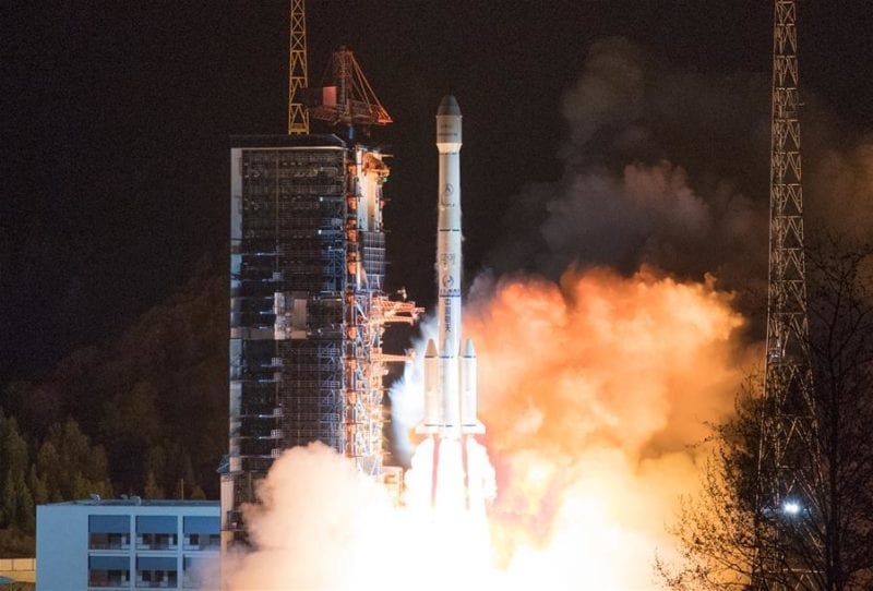 The ChinaSat 6C satellite launching on a Long March-3B carrier rocket. Photo: Xinhua/Guo Wenbin