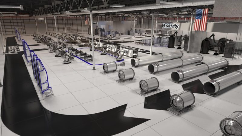 Rendering of Relativity's autonomous rocket factory at NASA Stennis Space Center in Mississippi. Photo: Relativity