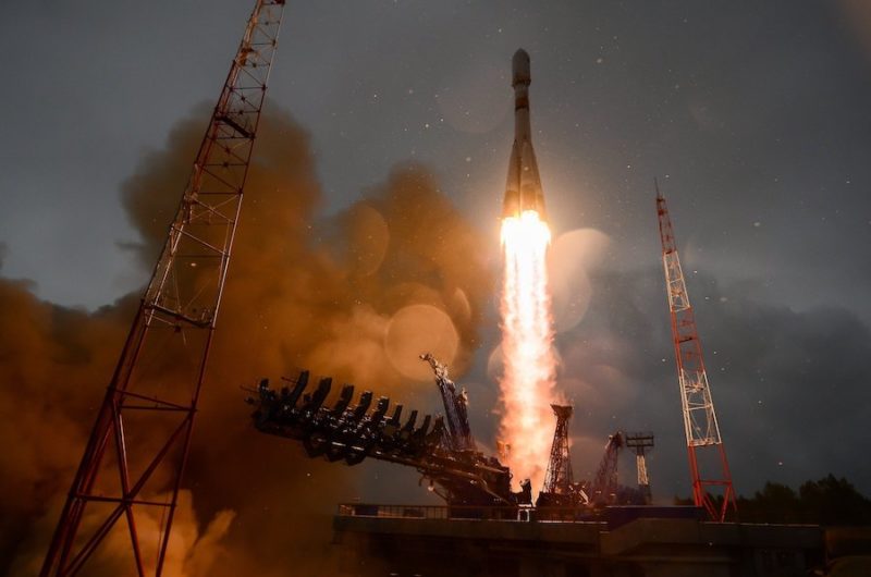 A Russian Soyuz rocket lifting off, carrying the Meridian satellite. Photo: Roscosmos