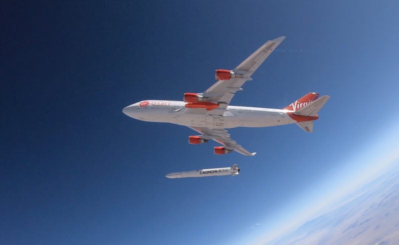 Drop shot from the Virgin Orbit test. Photo: Tech Crunch
