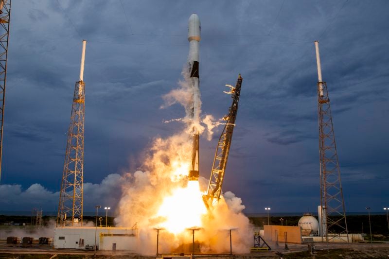 A SpaceX Falcon 9 rocket lifting off, carrying Boeing's Amos-17 satellite. Photo: SpaceX