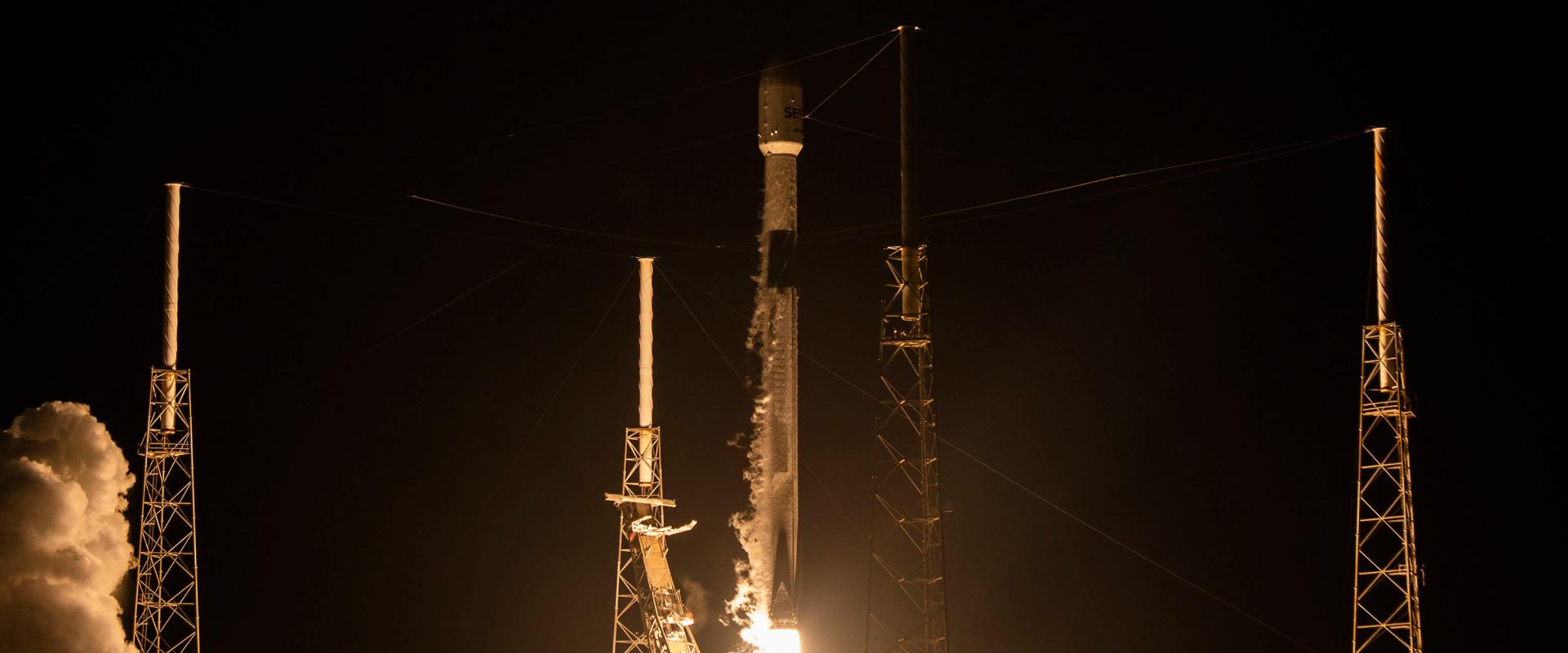 The first SES O3b mPOWER satellites take off in a SpaceX launch on Dec. 16. Photo: SES 