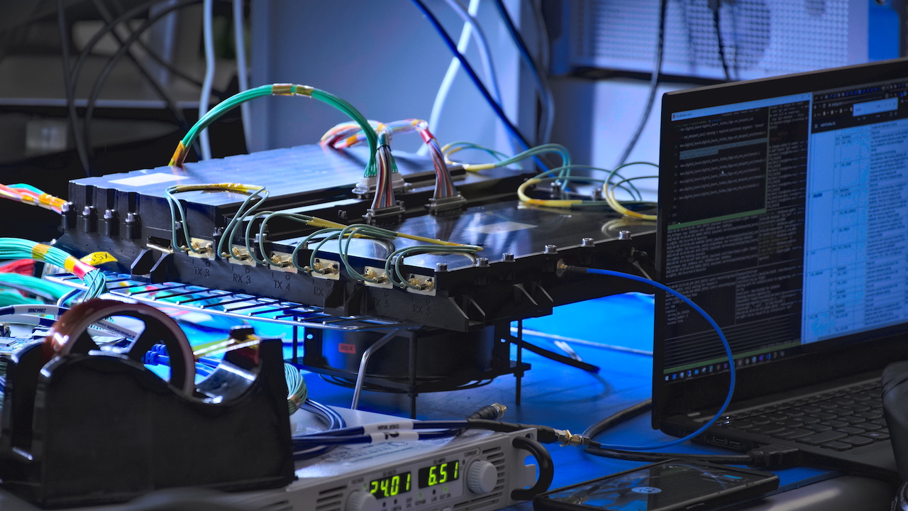 The Astranis software-defined radio in testing. Photo: Astranis