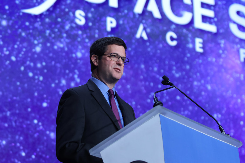 Dr. John Plumb, Assistant Secretary of Defense for Space Policy spoke on Tuesday at Space Symposium. Photo: Space Foundation