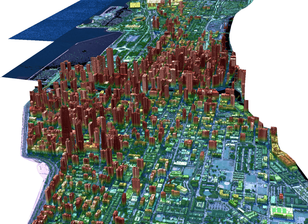 A LiDAR image of Chicago. Photo: USGS via NuView 