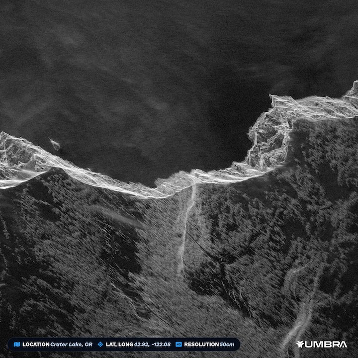 An Umbra SAR image of Crater Lake, Oregon. Photo: Umbra