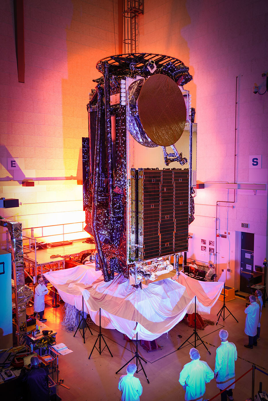 Hughes Jupiter 3 satellite pictured before it was delivered to the U.S. Space Coast for launch preparations. Photo: Maxar Technologies 