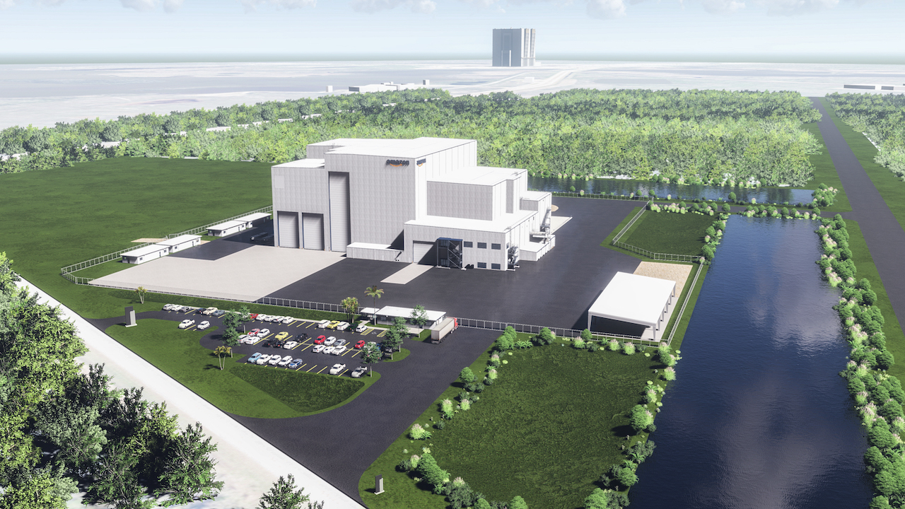 Rendering of Amazon's new satellite integration facility set to open in 2025 in Cape Canaveral, Florida. Photo: Amazon
