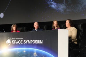 From left: Rebecca Cowen-Hirsch, Maj. Gen. Troy Endicott, Susanne Hake, and Audrey Schaffer. Photo: Space Foundation