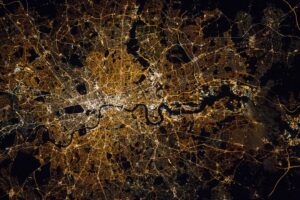 A view of London at night taken from the International Space Station in 2015. Photo: NASA Earth Observatory