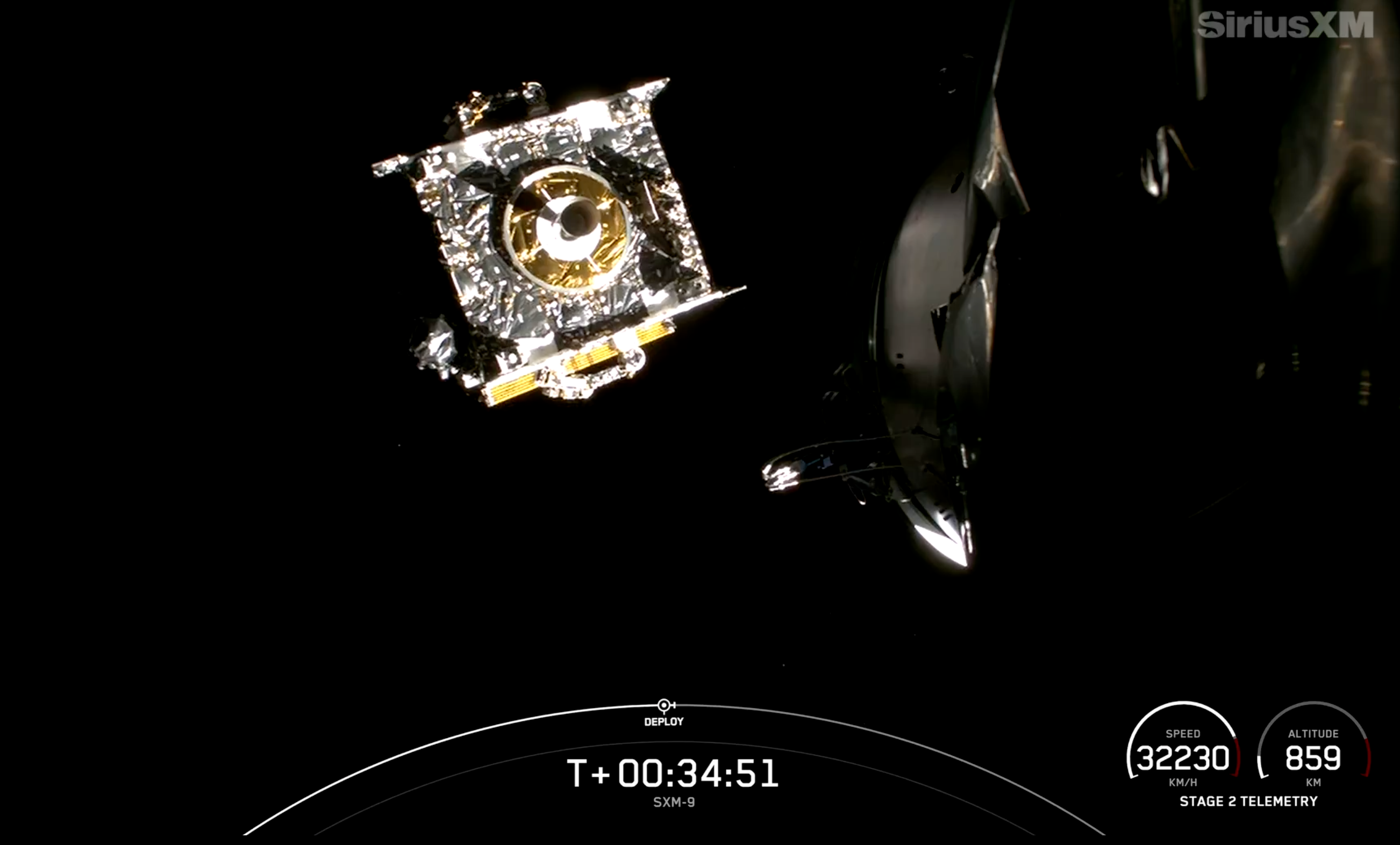 SpaceX deploys the SXM-9 satellite for SiriusXM on Dec. 5. Screenshot via X 