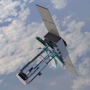 SuperSharp Blue Moon satellite and the unfolding Hibiscus thermal infrared telescope aboard an MP42 microsatellite bus. Credit: SuperSharp
